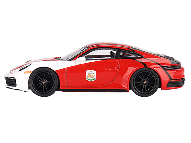 Porsche 911 (992) Carrera S "Safety Car 2023 IMSA Daytona 24 Hours" Red and White with Stripes Limited Edition to 3600 pieces Worldwide 1/64 Diecast Model Car by Mini GT