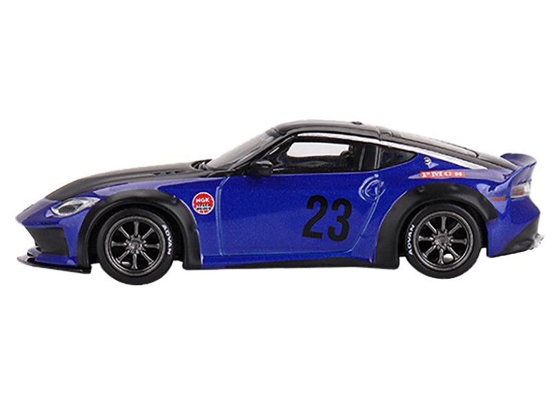 Nissan Z "LB Nation Works" #23 Seiran Blue Metallic with Black Hood and Top Limited Edition to 6000 pieces Worldwide 1/64 Diecast Model Car by Mini GT