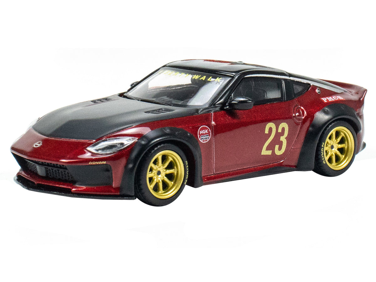 Nissan Z "LB Nation Works" #23 Gem Red Metallic with Black Top and Hood with CLDC Magazine Special Edition Issue 1/64 Diecast Model Car by Mini GT