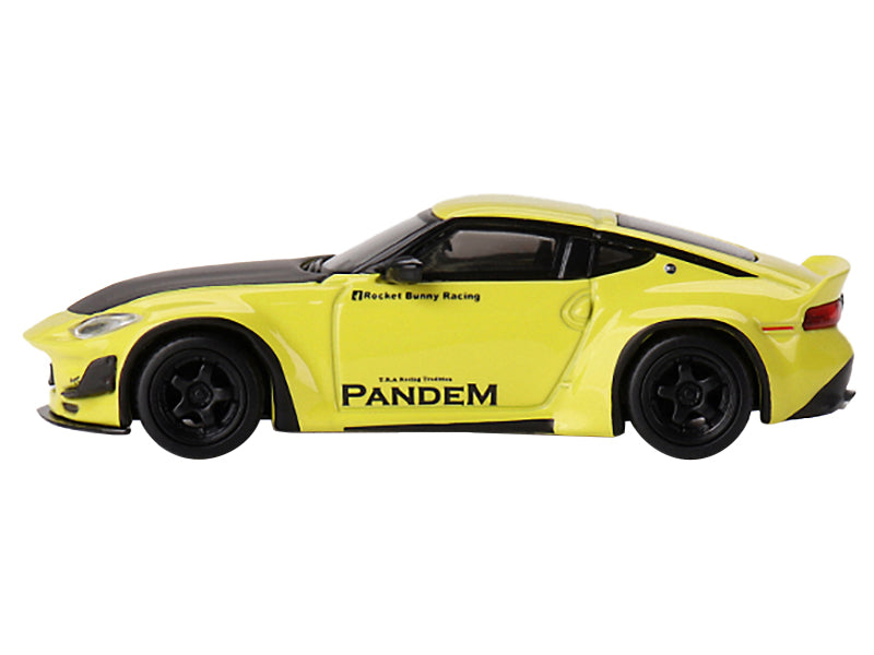 Nissan Z "Pandem" Ikazuchi Yellow with Carbon Hood Limited Edition to 4800 pieces Worldwide 1/64 Diecast Model Car by Mini GT