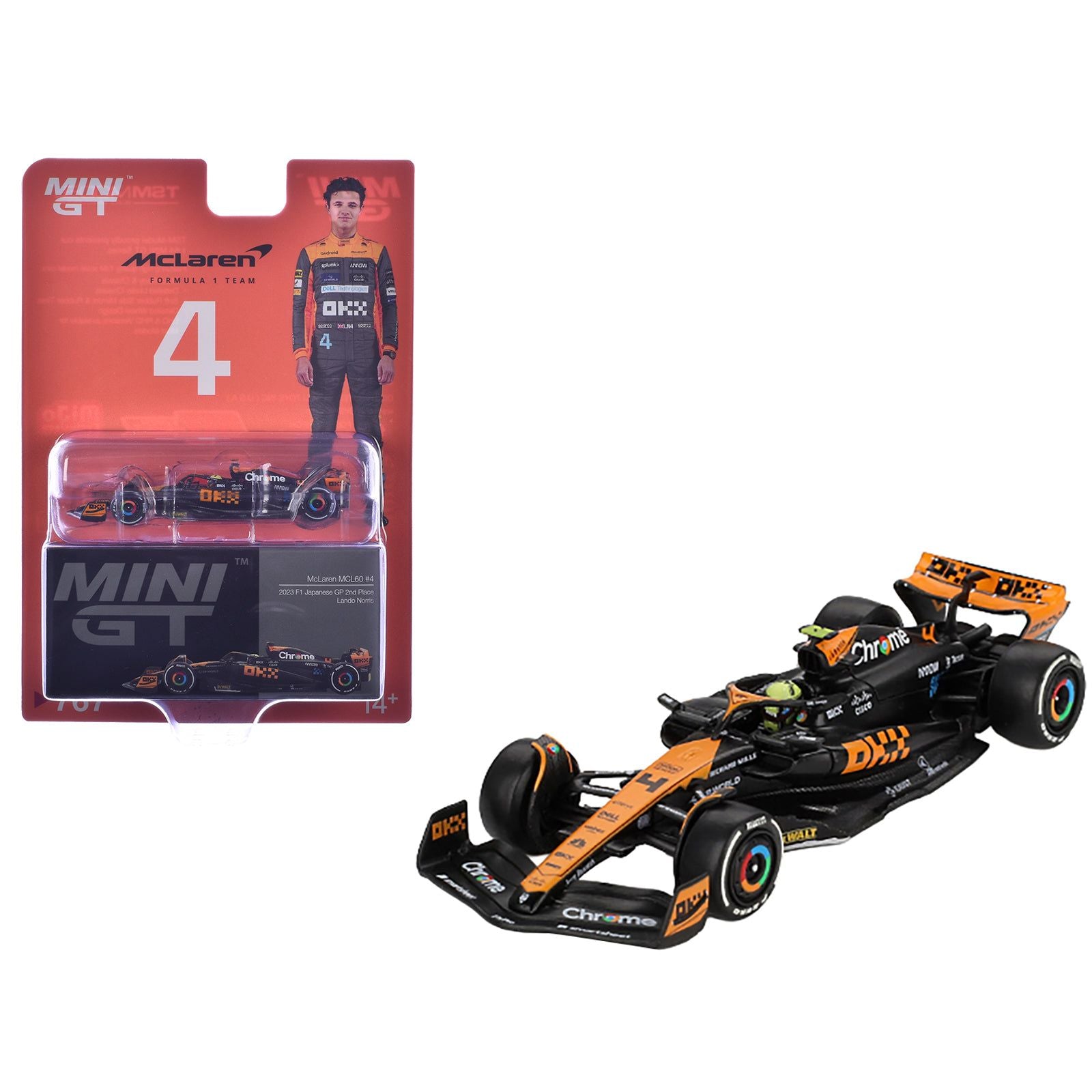 McLaren MCL60 #4 Lando Norris 2nd Place Formula One F1 "Japanese GP" (2023) Limited Edition 1/64 Diecast Model Car by Mini GT