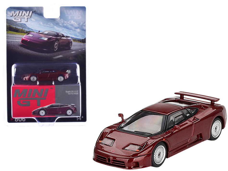 Bugatti EB110 GT Dark Red Metallic Limited Edition 1/64 Diecast Model Car by Mini GT