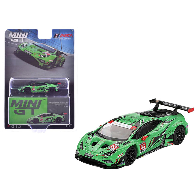 Lamborghini Huracan GT3 EVO2 #63 Mirko Bortolotti - Andrea Caldarelli - Romain Grosjean - Jordan Pepper "Iron Lynx" "24 Hours of Daytona" (2023) Limited Edition 1/64 Diecast Model Car by Mini GT