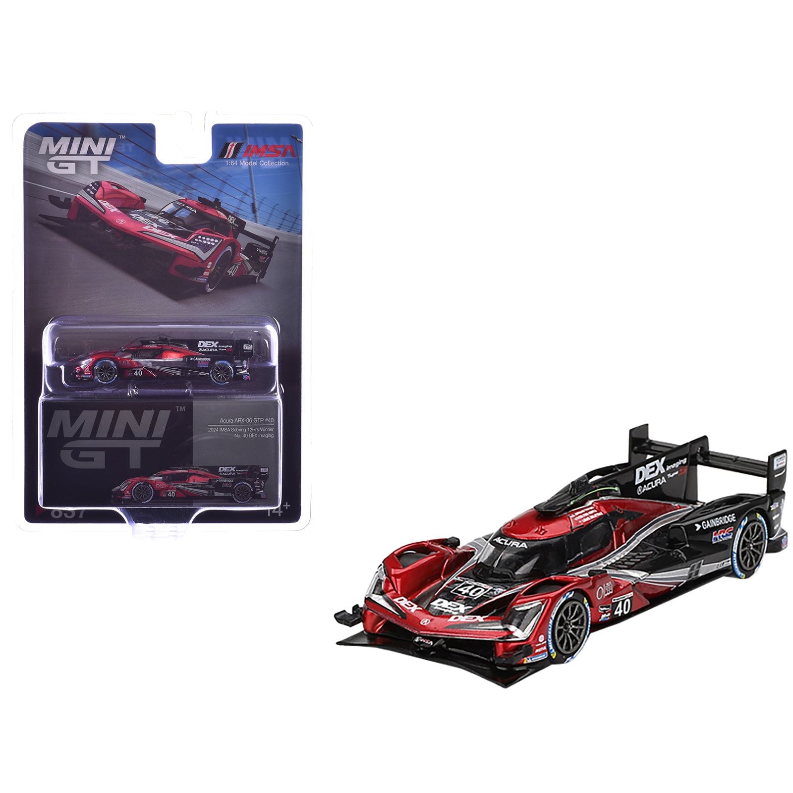 Acura ARX-06 GTP #40 Louis Deletraz - Colton Herta - Jordan Taylor "Wayne Taylor Racing with Andretti" Winner IMSA "12 Hours of Sebring" (2024) Limited Edition 1/64 Diecast Model Car by Mini GT