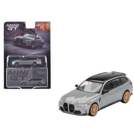 BMW M3 Competition Touring Brooklyn Gray with Black Top Limited Edition 1/64 Diecast Model Car by Mini GT