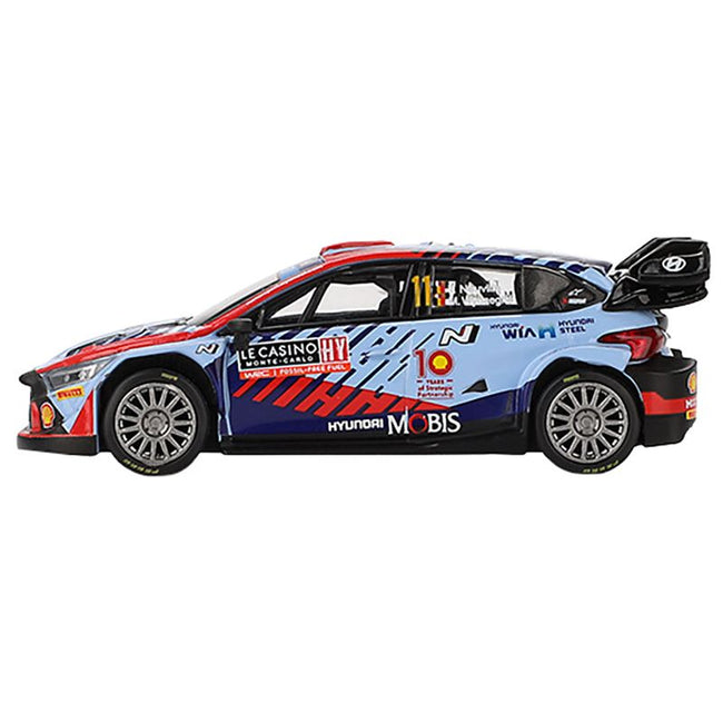 Hyundai i20 N Rally1 Hybrid #11 Thierry Neuville - Martijn Wydaeghe Winner "Rallye Monte-Carlo" (2024) Limited Edition 1/64 Diecast Model Car by Mini GT