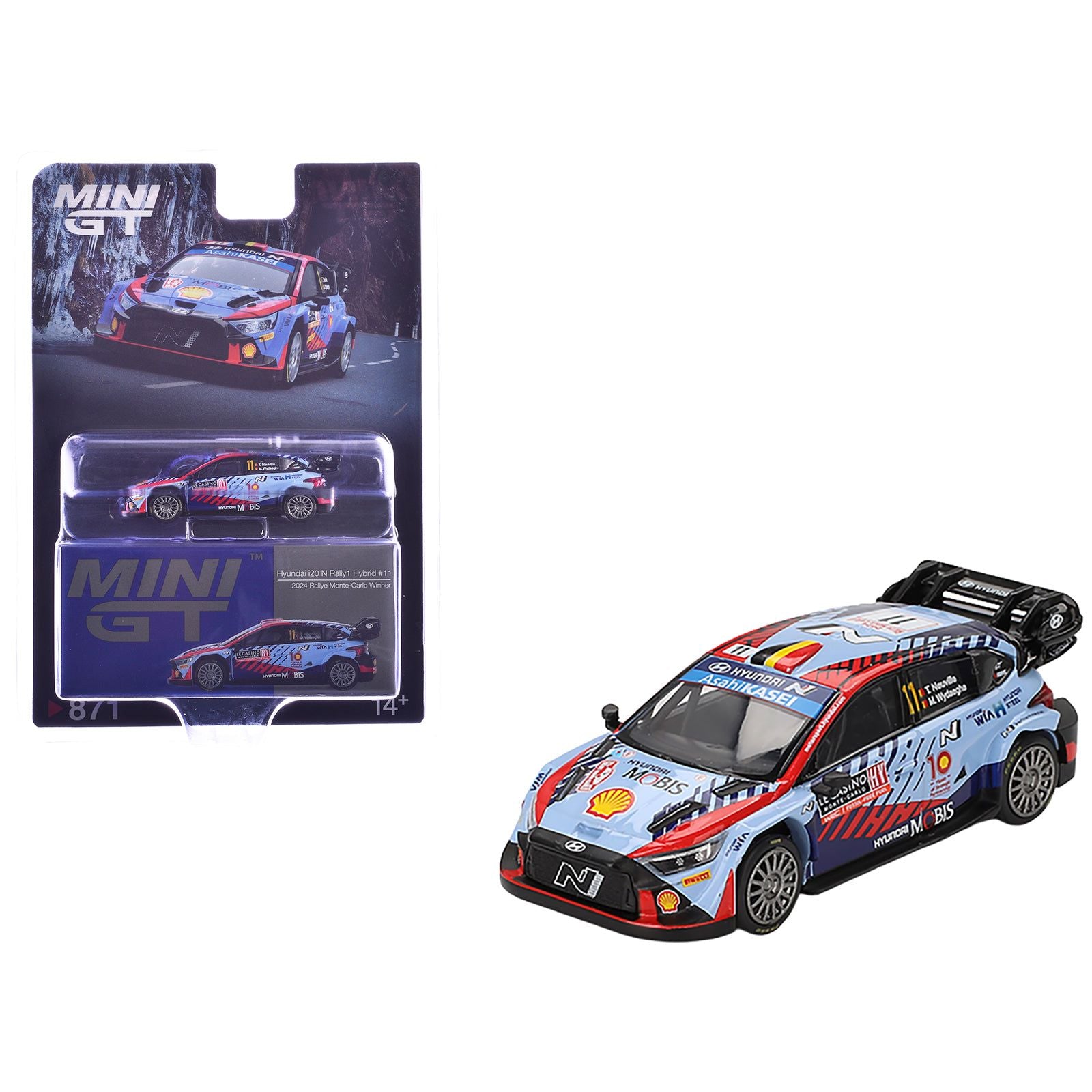 Hyundai i20 N Rally1 Hybrid #11 Thierry Neuville - Martijn Wydaeghe Winner "Rallye Monte-Carlo" (2024) Limited Edition 1/64 Diecast Model Car by Mini GT