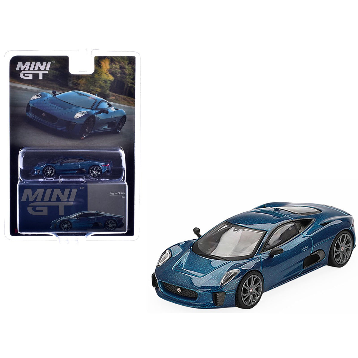Jaguar C-X75 Blue Metallic Limited Edition 1/64 Diecast Model Car by Mini GT