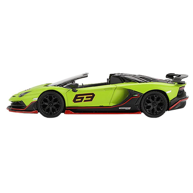 Lamborghini Aventador SVJ 63 Roadster Verde Shock Green Limited Edition 1/64 Diecast Model Car by Mini GT