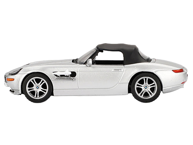 BMW Z8 Silver Metallic with Black Soft Top 007 James Bond "The World Is Not Enough" (1999) Movie Limited Edition 1/64 Diecast Model Car by Mini GT