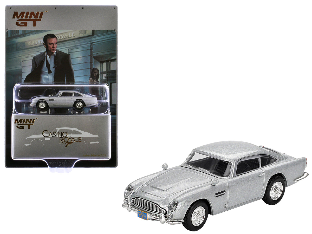 Aston Martin DB5 Birch Silver Metallic 007 James Bond "Casino Royale" (2006) Movie Limited Edition 1/64 Diecast Model Car by Mini GT