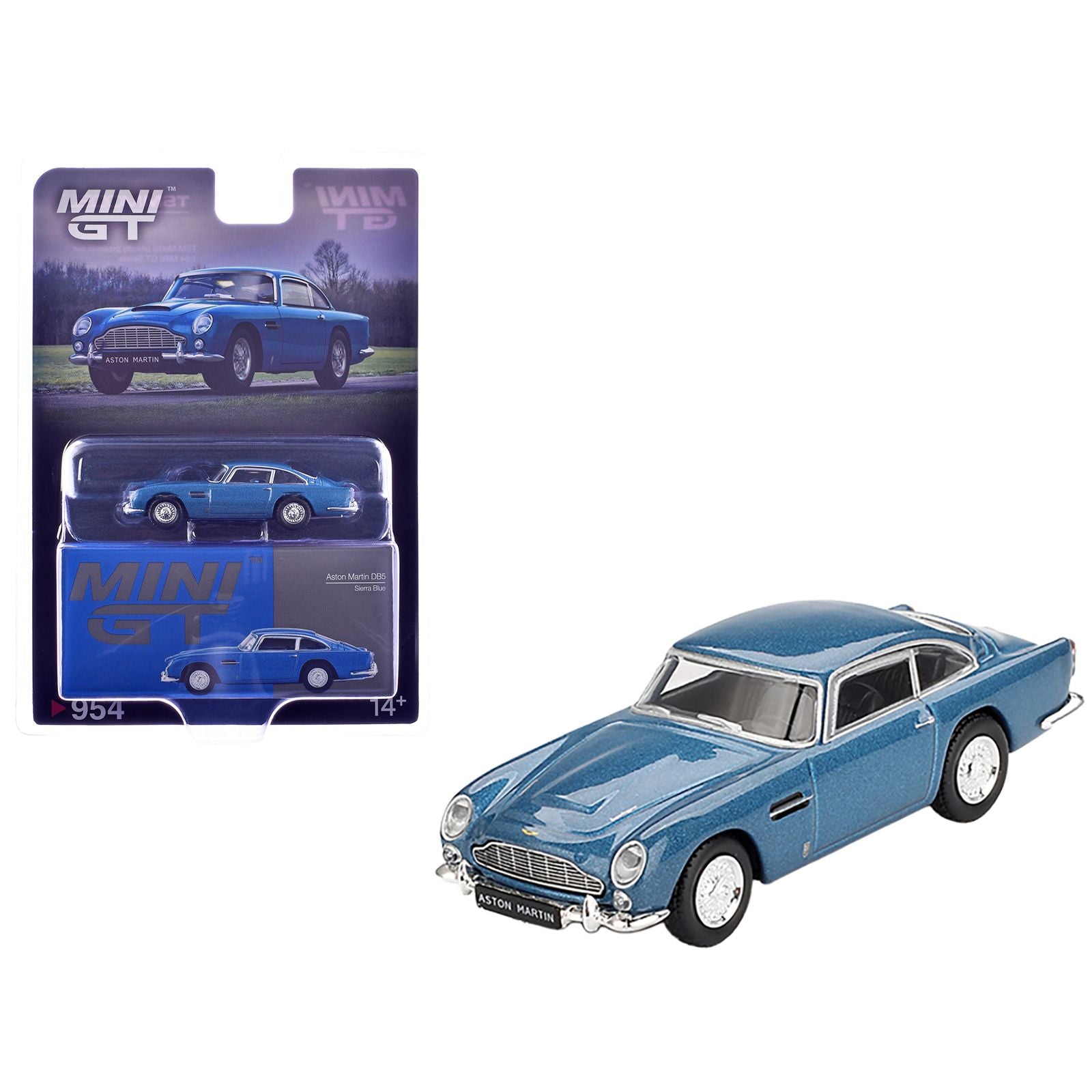 Aston Martin DB5 Sierra Blue Metallic Limited Edition 1/64 Diecast Model Car by Mini GT
