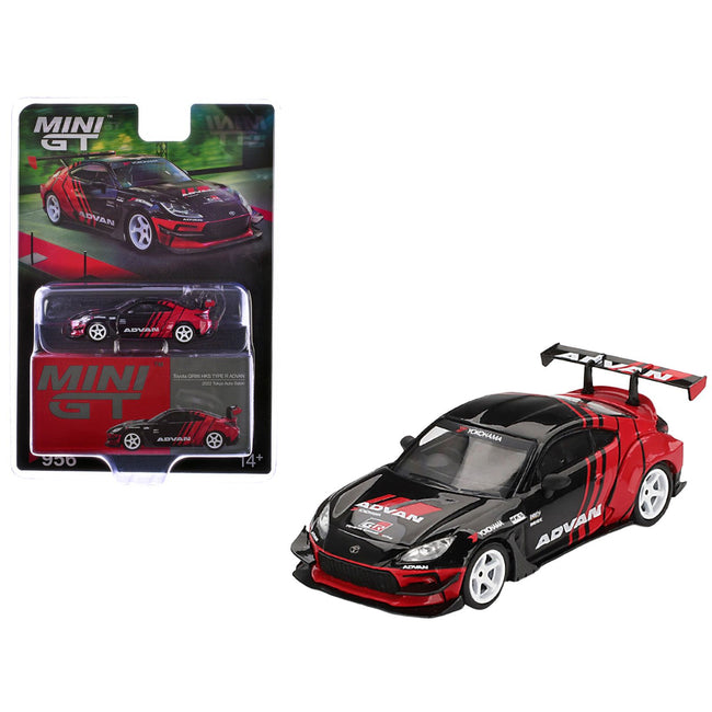Toyota GR86 "HKS TYPE R ADVAN" RHD (Right Hand Drive) Black and Red "2022 Tokyo Auto Salon" Limited Edition 1/64 Diecast Model Car by Mini GT