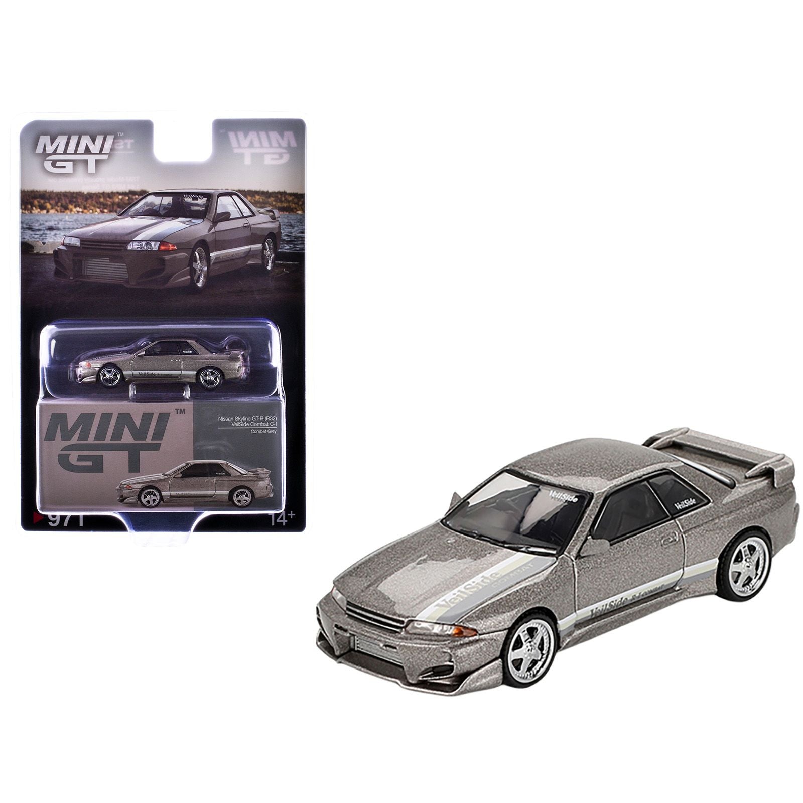 Nissan Skyline GT-R (R32) RHD (Right Hand Drive) "Veilside Combat C-I" Gray Metallic Limited Edition 1/64 Diecast Model Car by Mini GT