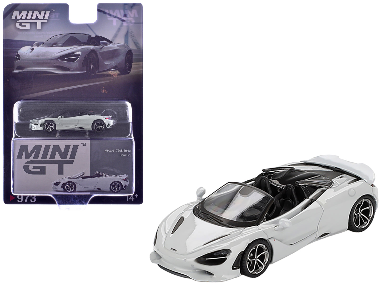 McLaren 750S Spider Cirrus Gray Limited Edition 1/64 Diecast Model Car by Mini GT