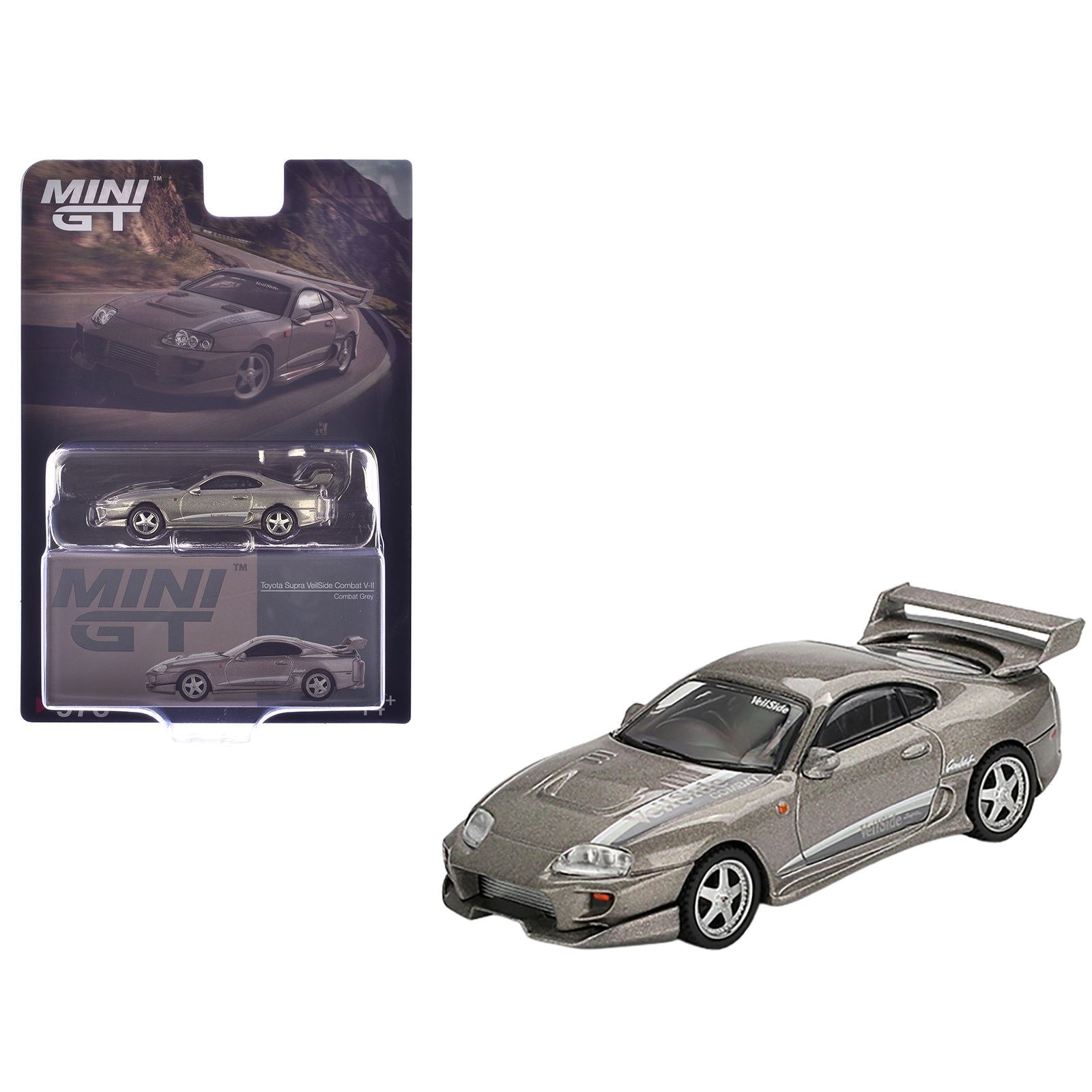 Toyota Supra "VeilSide Combat V-II" Combat Gray Metallic Limited Edition 1/64 Diecast Model Car by Mini GT