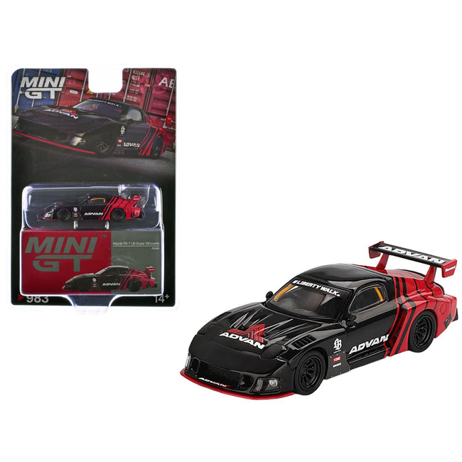Mazda RX-7 LB-Super Silhouette RHD (Right Hand Drive) "Advan" Black and Red Limited Edition 1/64 Diecast Model Car by Mini GT