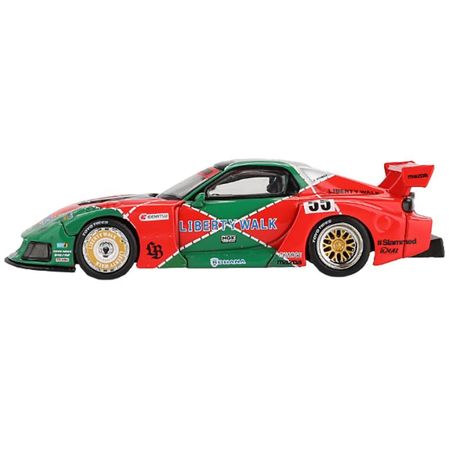 Mazda RX-7 LB-Super Silhouette RHD (Right Hand Drive) #55 "787B Tribute" Red and Green Limited Edition 1/64 Diecast Model Car by Mini GT