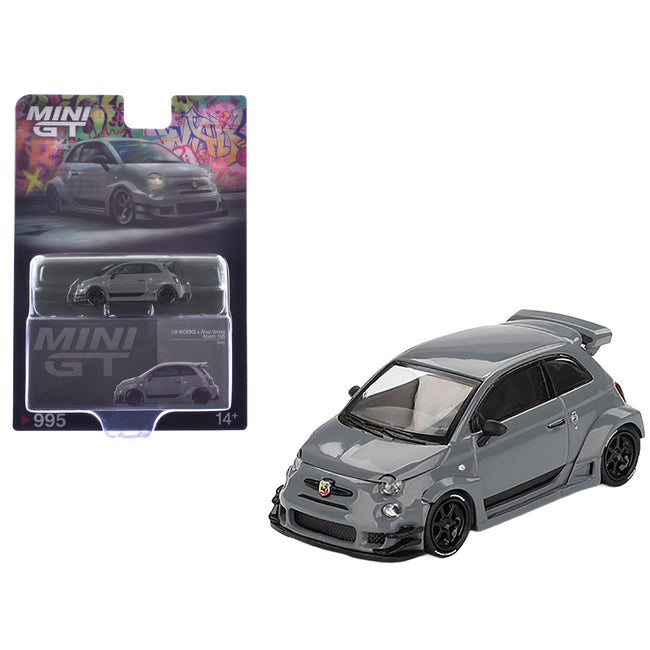 ABARTH 595 #49 "LB-Works x Abas Works" Gray Limited Edition 1/64 Diecast Model Car by Mini GT