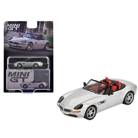 BMW Z8 Roadster Silver Metallic with Red and Black Interior Limited Edition 1/64 Diecast Model Car by Mini GT
