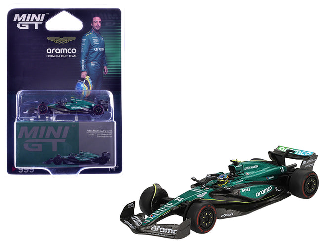 Aston Martin AMR24 #14 Fernando Alonso Formula One F1 "Bahrain GP" (2024) Limited Edition 1/64 Diecast Model Car by Mini GT