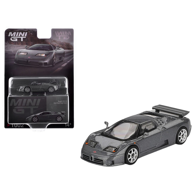 Bugatti EB110 Super Sport Grigio Scuro Dark Gray Metallic Limited Edition 1/64 Diecast Model Car by Mini GT