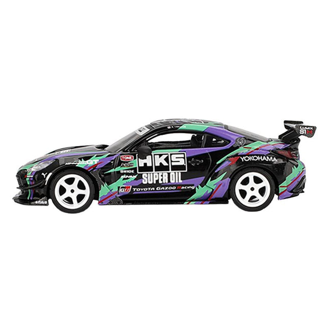 Toyota GR86 "HKS TYPE R" RHD (Right Hand Drive) "HKS Livery" Black with Graphics "2022 Tokyo Auto Salon" Limited Edition 1/64 Diecast Model Car by Mini GT
