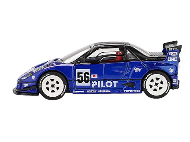 Mazda AZ-1 Liberty Walk LB40 RHD (Right Hand Drive) #56 "PILOT" Blue Metallic with Black Top Limited Edition 1/64 Diecast Model Car by Mini GT