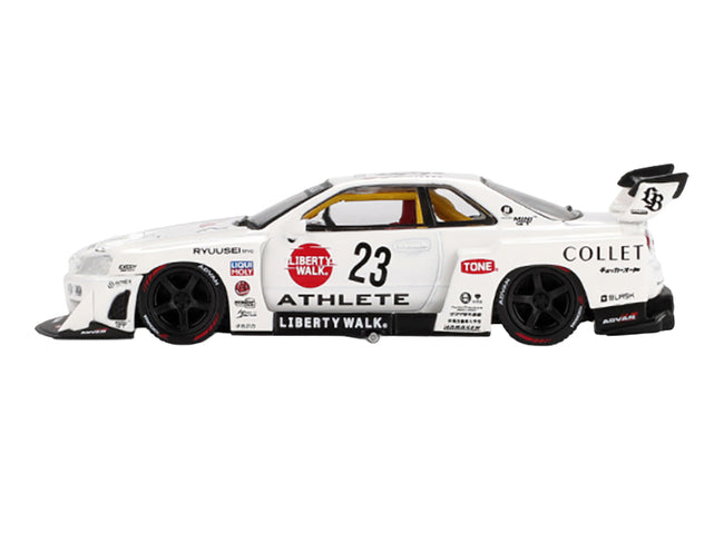Nissan LB-ER34 Super Silhouette RHD (Right Hand Drive) #23 "ATHLETE - COLLET" White with Graphics Limited Edition 1/64 Diecast Model Car by Mini GT