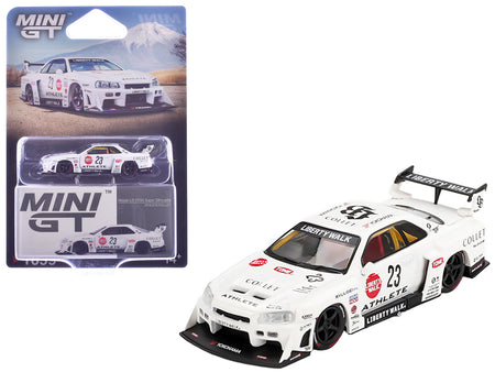 Nissan LB-ER34 Super Silhouette RHD (Right Hand Drive) #23 "ATHLETE - COLLET" White with Graphics Limited Edition 1/64 Diecast Model Car by Mini GT