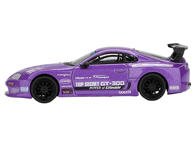 Toyota Supra (A80) "Top Secret GT-300" Top Secret Purple Metallic with Graphics Limited Edition 1/64 Diecast Model Car by Mini GT