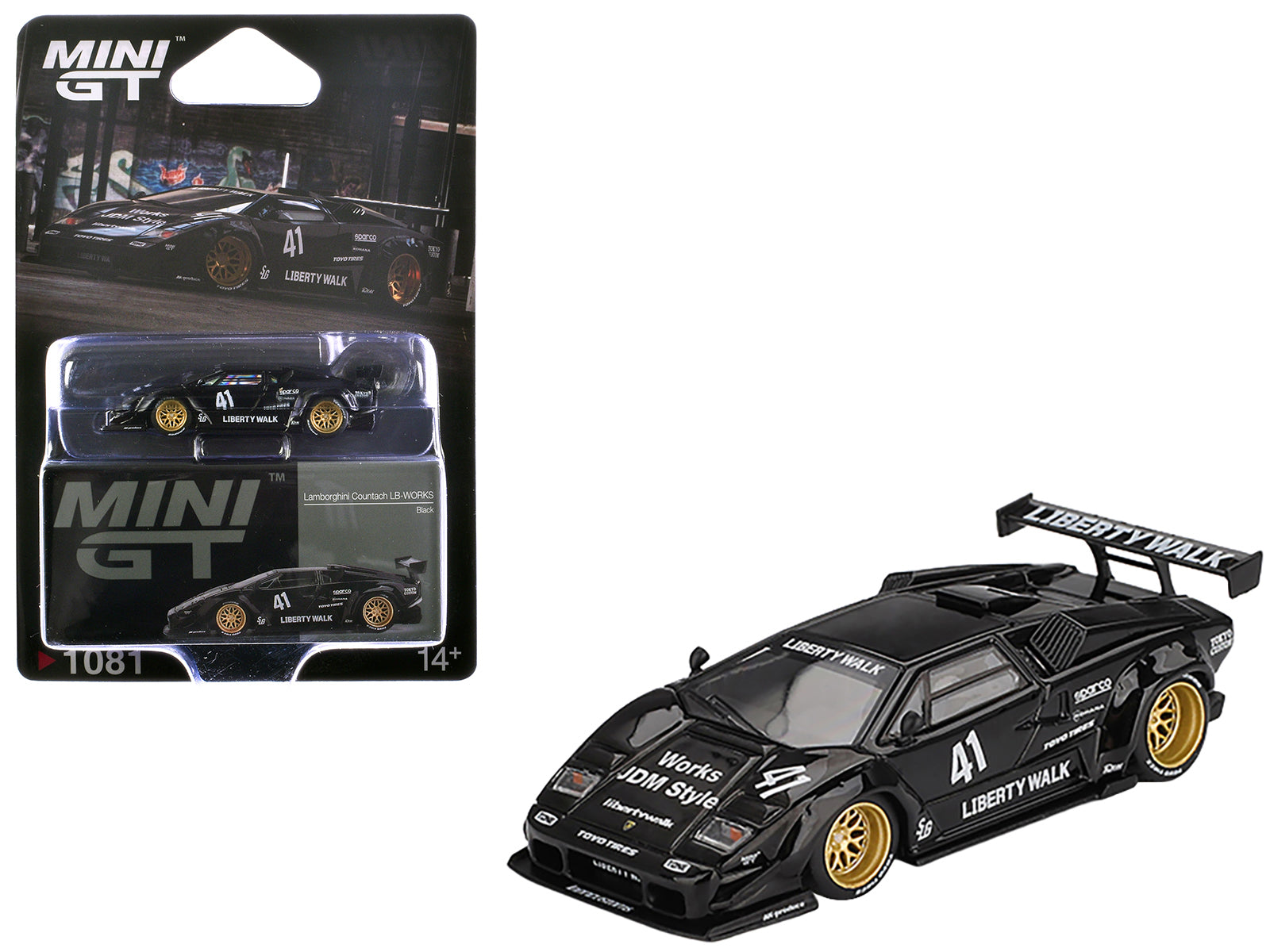 Lamborghini Countach LB-WORKS #41 Black Limited Edition 1/64 Diecast Model Car by Mini GT