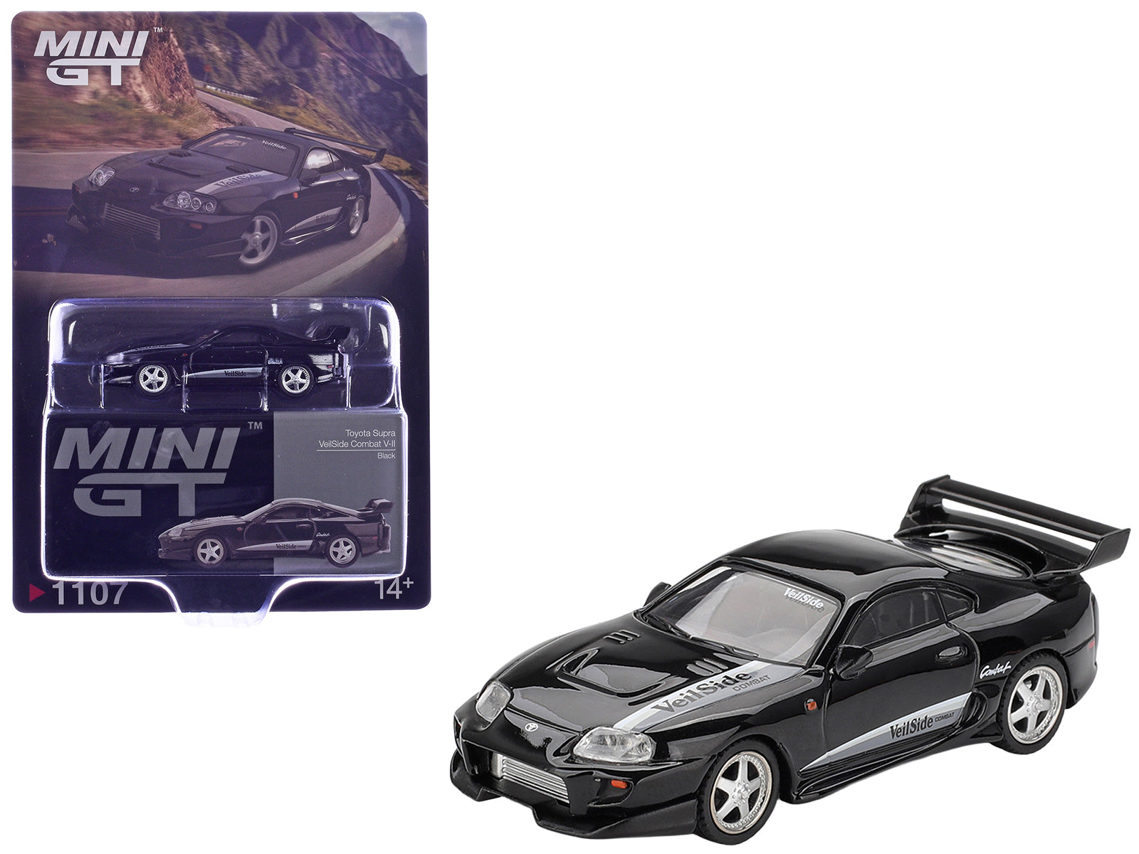 Toyota Supra "VeilSide Combat V-II" Black Limited Edition 1/64 Diecast Model Car by Mini GT