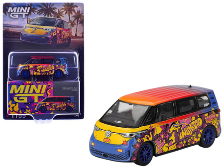 Volkswagen ID.Buzz Van "KW/BBS" Floral Graffiti Livery Limited Edition 1/64 Diecast Model Car by Mini GT
