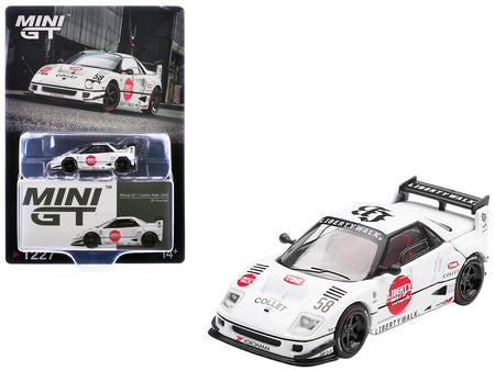 Mazda AZ-1 Liberty Walk LB40 RHD (Right Hand Drive) #58 "LB-Hinomaru" White with Graphics and Red Interior Limited Edition 1/64 Diecast Model Car by Mini GT