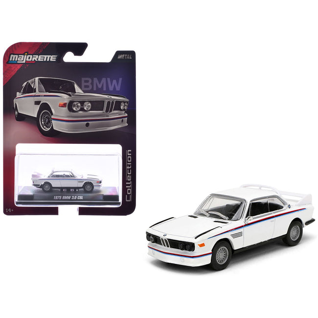 1975 BMW 3.0 CSL White with Red and Blue Stripes "Collection" Series 1/64 Diecast Model Car by Majorette