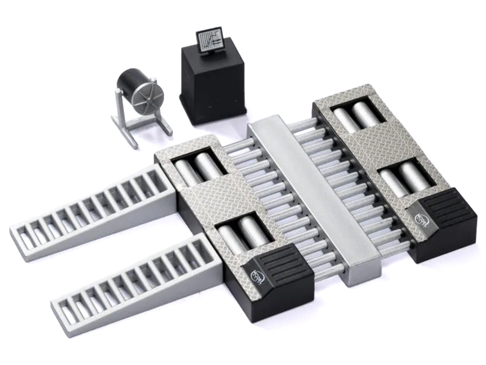 Scale model dynamometer with accessories.