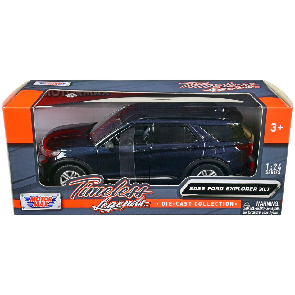 2022 Ford Explorer XLT Dark Blue Metallic "Timeless Legends" Series 1/24 Diecast Model Car by Motormax