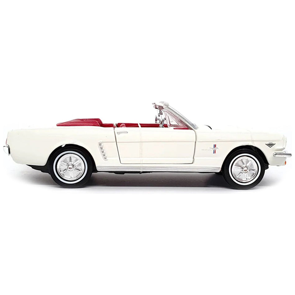 1964 1/2 Ford Mustang Convertible White with Red Interior James Bond 007 "Goldfinger" (1964) Movie "James Bond Collection" Series 1/24 Diecast Model Car by Motormax