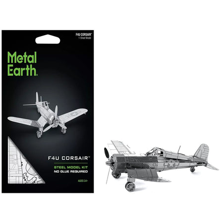 Model Kit Vought F4U Corsair Fighter Aircraft "United States Navy" (Moderate Difficulty) Steel Model by Metal Earth