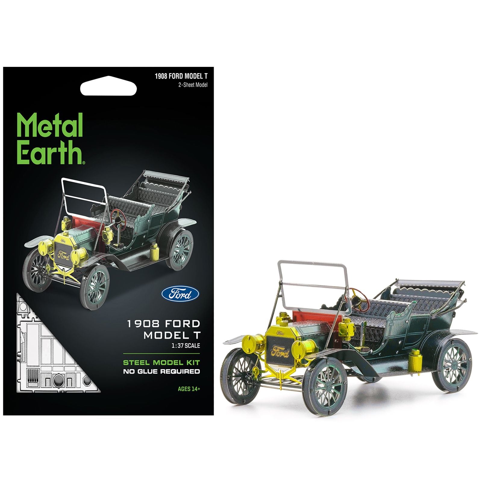 Model Kit 1908 Ford Model T Dark Green (Moderate Difficulty) Steel Model by Metal Earth