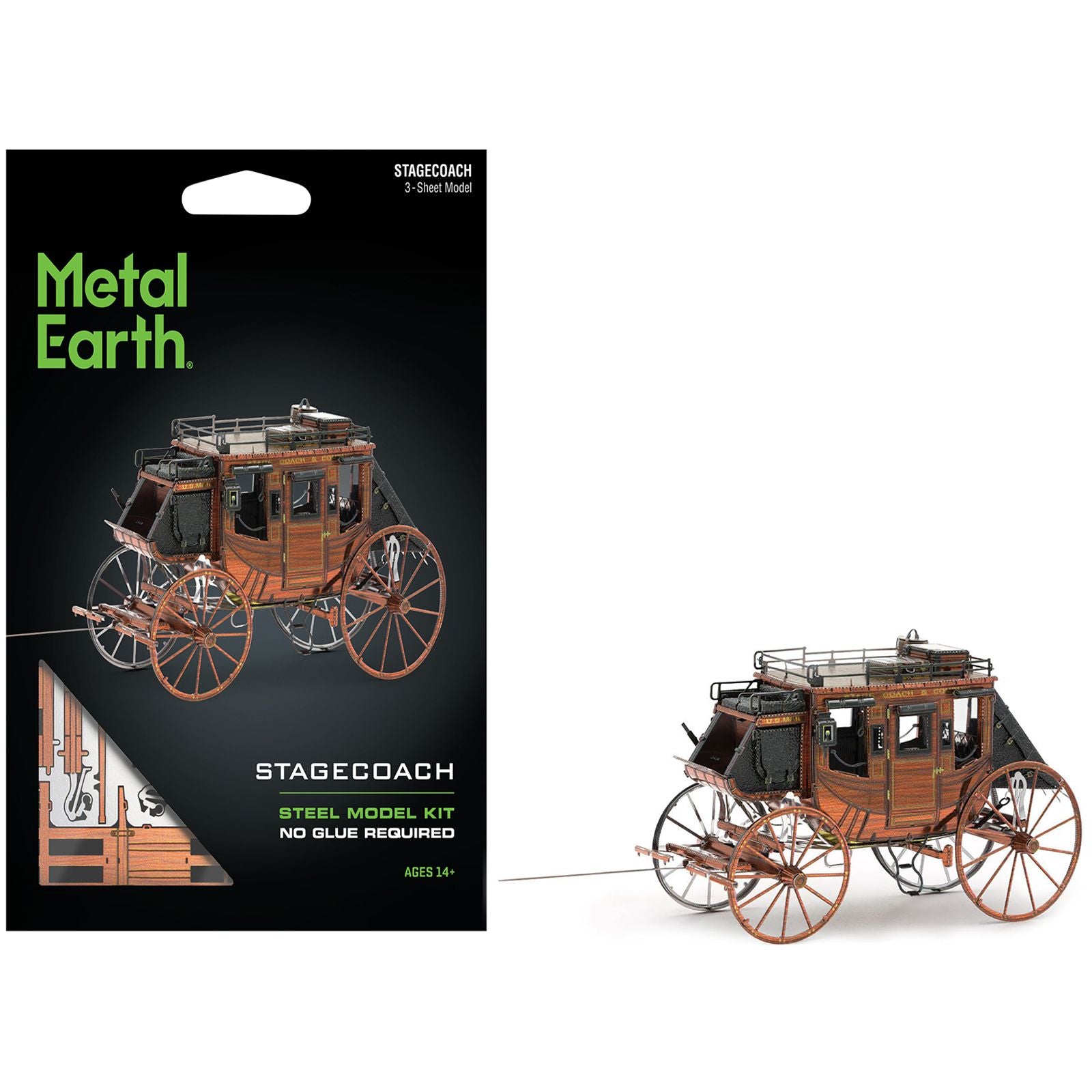 Model Kit Wild West Stagecoach (Moderate Difficulty) Steel Model by Metal Earth
