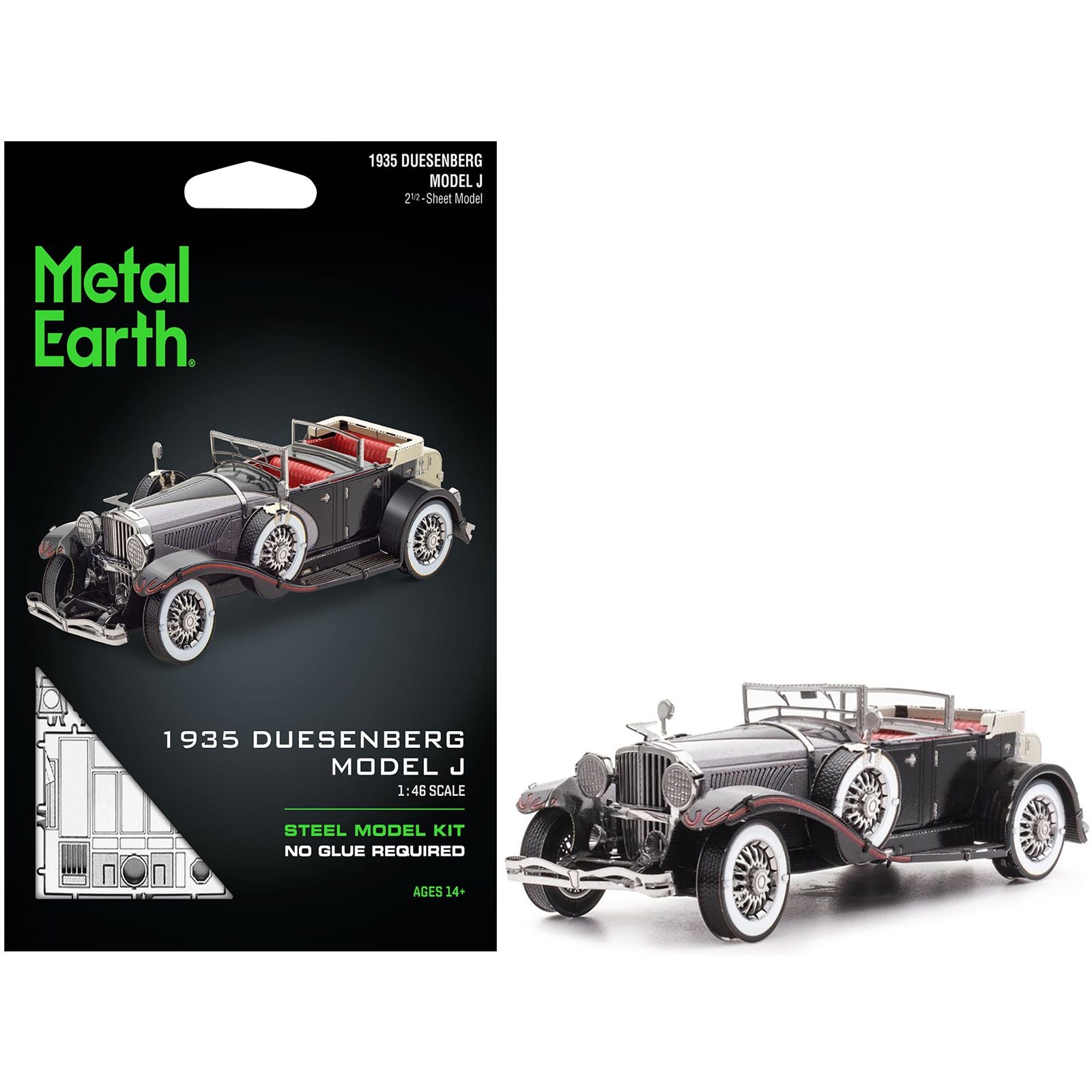 Model Kit 1935 Duesenberg Model J Black (Moderate Difficulty) Steel Model by Metal Earth