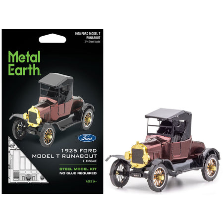 Model Kit 1925 Ford Model T Runabout Dark Red and Black (Moderate Difficulty) Steel Model by Metal Earth