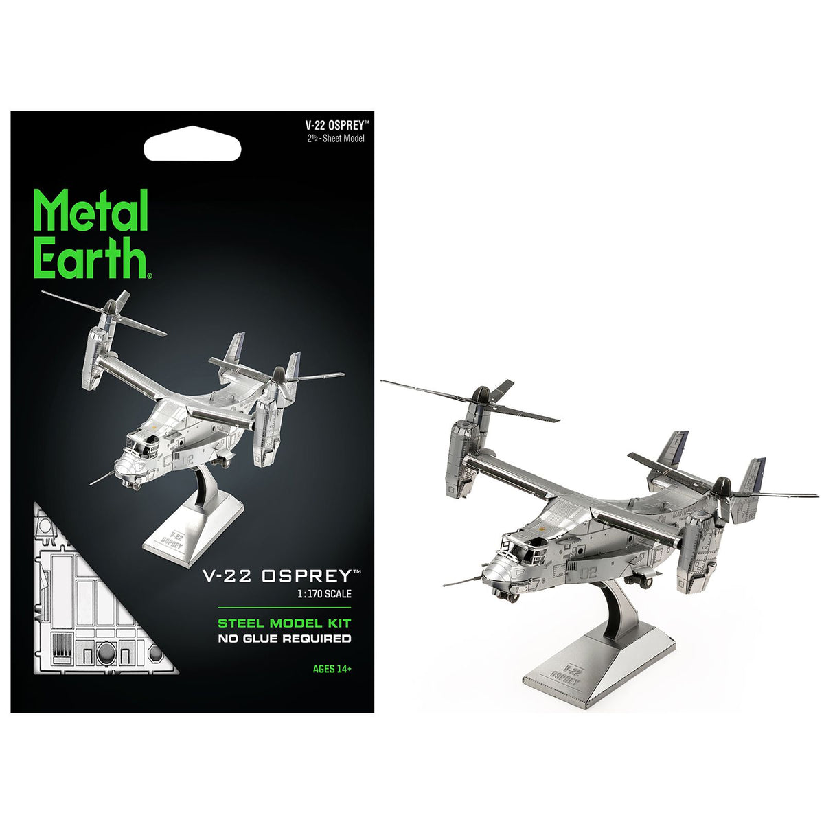 Model Kit Bell Boeing V-22 Osprey Aircraft "United States Military" (Challenging Difficulty) Steel Model by Metal Earth