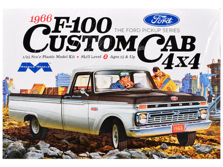 Skill 3 Model Kit 1966 Ford F-100 Custom Cab 4x4 Pickup Truck 1/25 Scale Model by Moebius