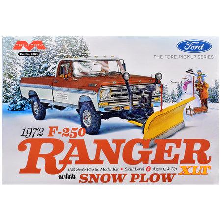 Skill 3 Model Kit 1972 Ford F-250 Ranger XLT Pickup Truck with Snow Plow 1/25 Scale Model by Moebius