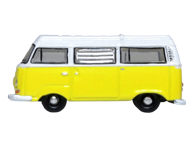 Volkswagen T2 Bay Window Camper Van Saturn Yellow and White 1/148 (N) Scale Diecast Model Car by Oxford Diecast