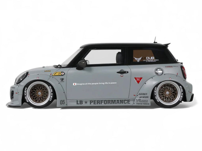 2015 Mini Cooper R56 LB-Works "LB Nation" Gray with Black Top Limited Edition to 999 pieces Worldwide 1/18 Model Car by Otto Mobile