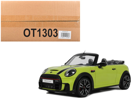 2021 Mini JCW Cabrio Zesty Yellow with Black Stripes 1/18 Model Car by Otto Mobile
